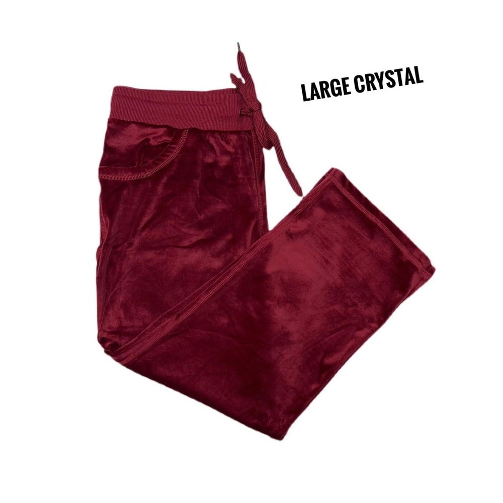 Large Lularoe Crystal Kick Flare Crop Pant Solid Velour Dark Red Fit 14